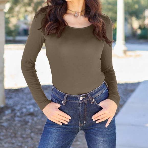 Mocha Round Neck Bodysuit - Picture 4 of 12